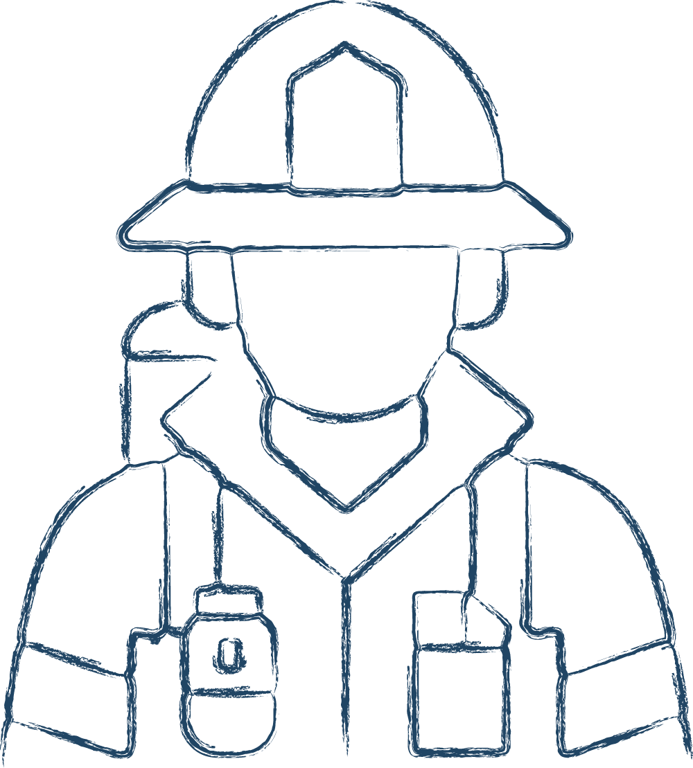 sketched icon of a firefighter