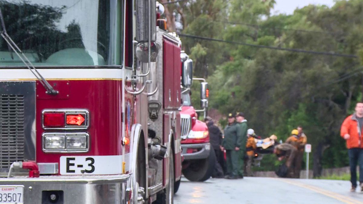 Firetrucks on the side of the road during a major incident